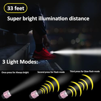 RAHAN 2Pcs Rechargeable Headlights for Clogs Shoe, LED Flashlight for Night Walking, Camping, Walking Dog, ShoeCharms for Boys and Girls - color: Pink