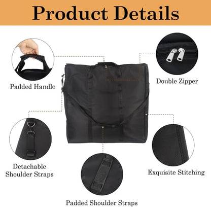 Klmnop Foam Floor Tiles Bag for Carrying Interlocking EVA Foam Mats, Portable Storage & Transport Case for Trade Show Exercise Play Areas, 24x24x12 Inches(Black)
