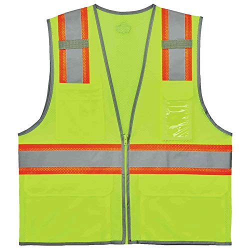 Ergodyne GloWear 8246Z ANSI High Visibility Two Tone Mesh Safety Vest with Reflective Binding, Lime, 2X-Large/3X-Large - color: Lime, size: XX-Large-3X-Large