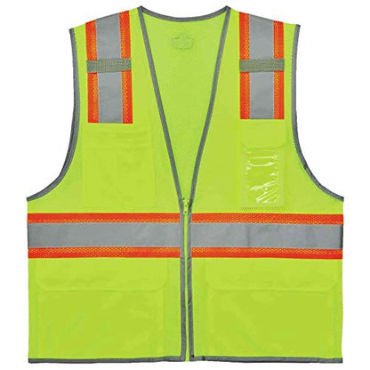 Ergodyne GloWear 8246Z ANSI High Visibility Two Tone Mesh Safety Vest with Reflective Binding, Lime, 2X-Large/3X-Large - color: Lime, size: XX-Large-3X-Large