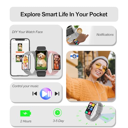Fitness Tracker (Answer/Make Calls), Smart Watch for Women Men, with 1.47″ AMOLED Always-On Display, 24/7 Heart Rate, Sleep Tracking, 110+ Sport Modes, Waterproof, Compatible for Android Phone - color: Silver