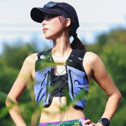 ROOT5 Running Hydration Vest 5L with 2 x 500ml Soft Flasks, Lightweight Running Vest with Water Bottles for Men and Women, Trail Running Pack - color: Black+purple, size: Medium