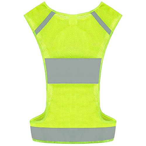 Reflective Running Safety Vest, Hi Vis Biking Walking Gear Men Women - color: Neon Yellow, size: Large