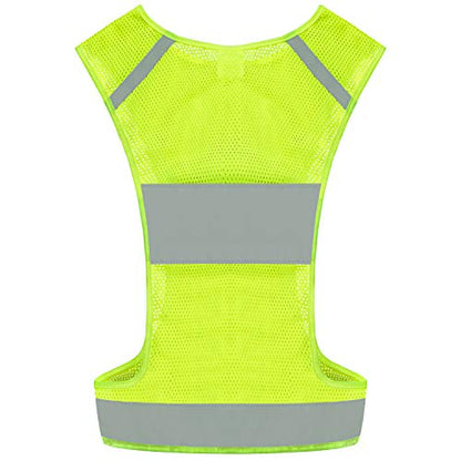 Reflective Running Safety Vest, Hi Vis Biking Walking Gear Men Women - color: Neon Yellow, size: Large