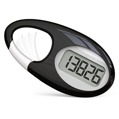 Simple 3D Step Counter, Walking Pedometer, Steps Tracker with Neck Lanyard/Carabiner for Men Women Teens Adults Seniors - color: Black