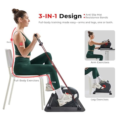 Sunny Health & Fitness Smart Mini Cycle, Under Desk Pedal Arm/Leg Exerciser - color: Dark Grey