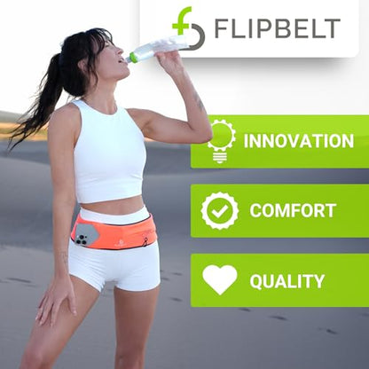 FlipBelt Classic Running Belt, Phone Holder for Running, Money Belt Pouch - color: Black, size: Medium