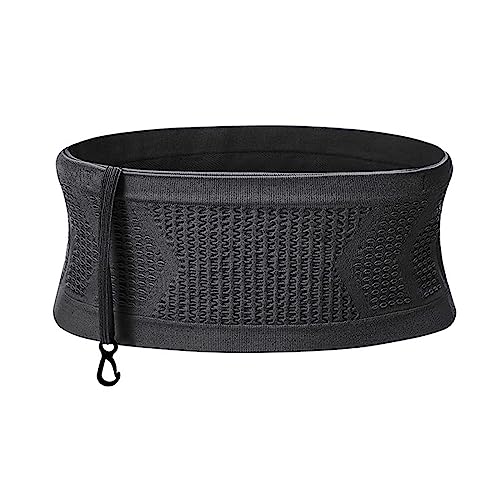 Adorila Slim Running Belt, No-Bounce Hidden Waist Pack with 360° Opening for Soft Flask, Cellphones, Keys or Gels - color: Black, size: X-Large