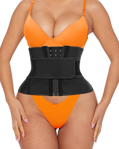 Women Waist Trainer Cincher 3 Straps Tummy Control Body Shaper - color: Black - 9 Inch - 13 Steel Bones - Hook & Zipper - 1 Belt, size: Small