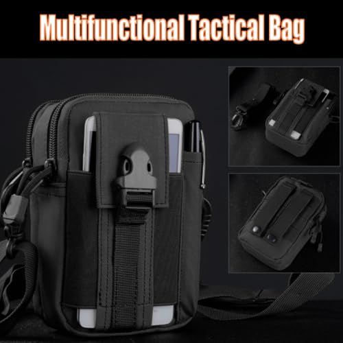 Belt Pouch, Tactical Molle Phone Pouch EDC Utility Pouches Waist Bag Packs, Small Cell Phone Holster Gear Tool Gadget Pocket for Men Running - color: Strap Black