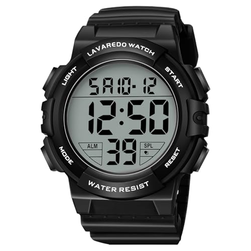 Mens Digital Watch, Sport Military Watch for Men, LED Large Face - color: 05-Black