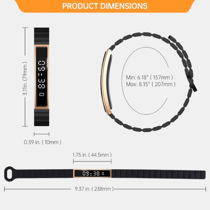 Smart Bracelet for Women Men Fitness Health Tracker with Heart Rate Sleep - color: Gold