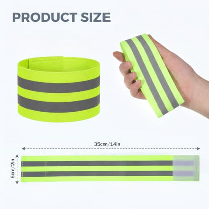 4Pcs High Visibility Reflective Bands, Elastic Reflective Wristbands