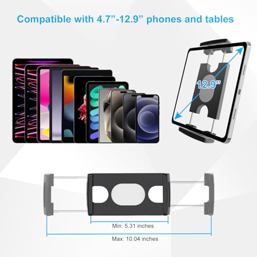 Tablet Clamp Mount Stand, Car Grab Handle iPad Holder Mount Clip Stand for Truck, Pickup, SUV, Van, Excavator, Front Loader, Jeep, Fit 5-13” iPad Pro 12.9 Air Mini, Galaxy Tab, iPhone, Fire HD 10