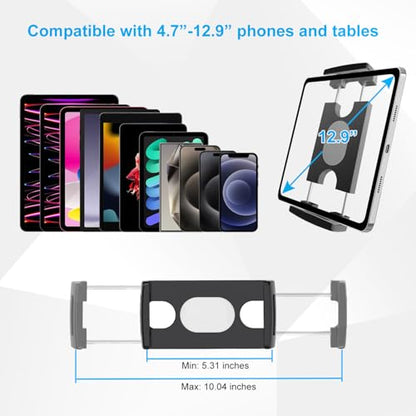Tablet Clamp Mount Stand, Car Grab Handle iPad Holder Mount Clip Stand for Truck, Pickup, SUV, Van, Excavator, Front Loader, Jeep, Fit 5-13” iPad Pro 12.9 Air Mini, Galaxy Tab, iPhone, Fire HD 10