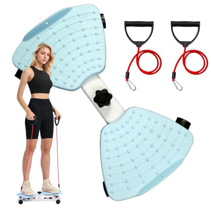 Waist Twister Machine with Resistance Bands - 300 lbs Weight Capacity, Non-Slip Twist Board, Noiseless Ab Twister for Belly Fat Loss, Home Gym Equipment for Women/Men - color: blue