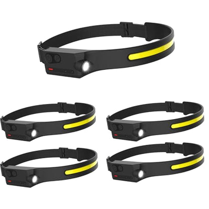 LED Rechargeable Headlamp 350 Lumen Bright Head Lamp Headlight 5 Pack - size: 5 Pack Black