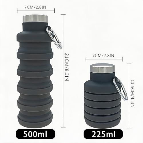 YCT Collapsible Water Bottle 17oz（500ml），Travel Portable Sport Water Bottle，Reusable Silicone Foldable Water Bottles for Gym Camping Hiking (Pink) - color: Pink