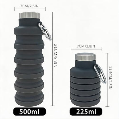 YCT Collapsible Water Bottle 17oz（500ml），Travel Portable Sport Water Bottle，Reusable Silicone Foldable Water Bottles for Gym Camping Hiking (Pink) - color: Pink