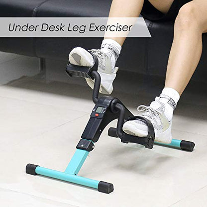 Folding Pedal Exerciser, Mini Exercise Bike Under Desk Bike - color: Green