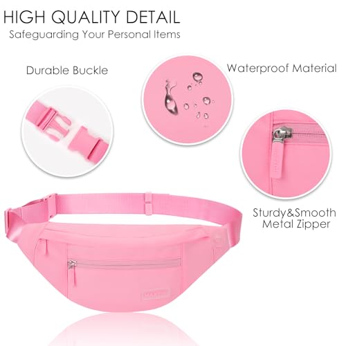 MAXTOP Large Pink Fanny Pack for Women Trendy Cross body Bag with Key Chain - color: Barbie Pink
