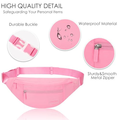 MAXTOP Large Pink Fanny Pack for Women Trendy Cross body Bag with Key Chain - color: Barbie Pink