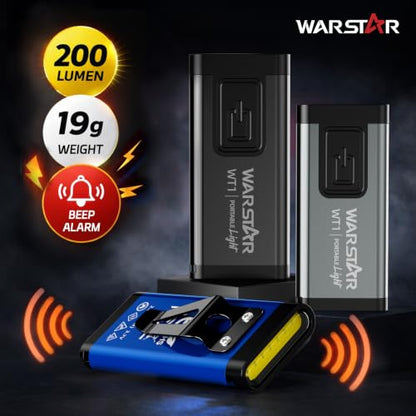 WARSTAR Keychain Flashlight with Personal Safety Alarm, 200LM Mini EDC Light, USB-C Rechargeable Emergency Siren for Women & Night Safety (2pack,Black*2) - color: 2pack,Black*2