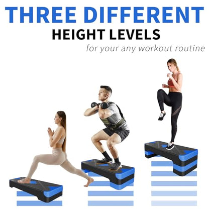 27" Aerobic Exercise Step Platform Adjustable Stepper - color: Blue