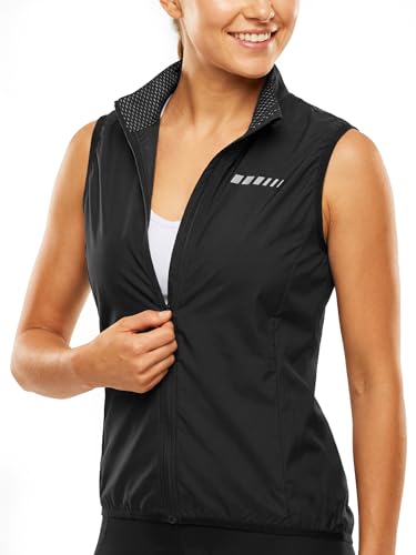 qualidyne Women's Windproof Cycling Vest, Full-Zip Bike Jacket with Pocket - color: Black, size: Small