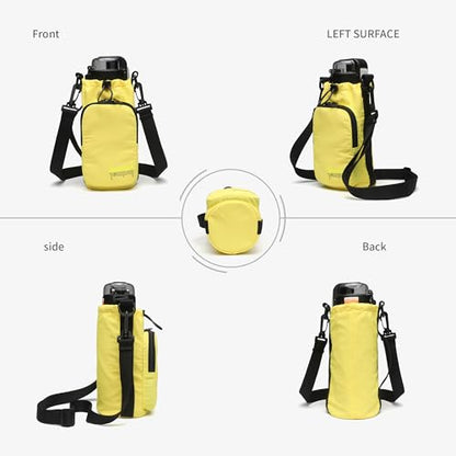 JEMINAL Water Bottle Sling Crossbody Bag with Strap, Small Cross Body Sling with Pockets for 20-40 oz Water Bottle, Keys, Cash, Phone - color: Yellow