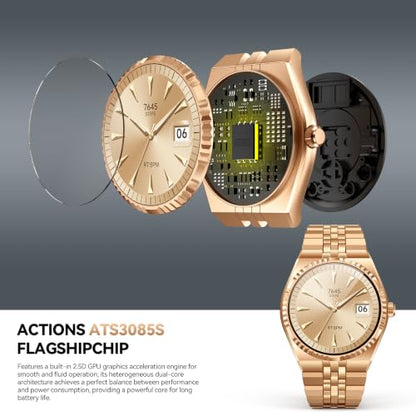 Smart Watch for Men, Answer/Make Call, Activity Tracker, Steel Strap, 40mm - color: Gold