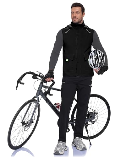 Little Donkey Andy Men's Hooded Cycling Vest - color: Black, size: Small