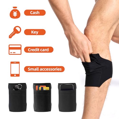 Cell Phone Leg Straps Leg Phone Holder Calf Band Armband Ankle Wallet with Adjustable Non Slip Strap,Non Slip Ankle Wallet Adjustable Arm Pouch for Men Women Running Workout(Black)