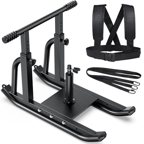 Football Sleds and Chutes, Weight Sled, Workout Fitness Sled for Training- Running Speed, Agility, Soccer, Strength, Adjustable Height Handle, Fits 1" & 2" Weight Plates - color: Black