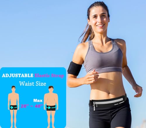 Slim Running Belt Fanny Pack for Women Men, Runners Phone Holder Gift Jogging Pouch Workout Waist Belt, Money Belt Running Gear Accessories – For All Cell Phones (Black02)