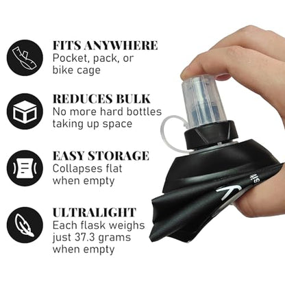 2Pcs 500ml Soft Flask, TPU Collapsible Soft Water Bottle for Hydration Pack, Running Vest, Leak-Proof Folding Water Bottle for Hiking Cycling Climbing Jogging- Black - color: 500ML Black