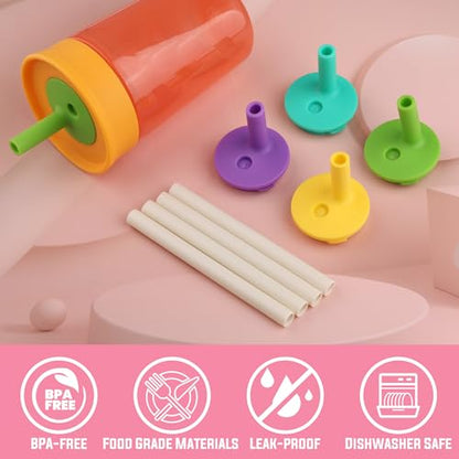 Silicone Bite Valve & Straws Parts for Owala Kids 12/15oz Bottle - color: Blue