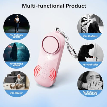 Self Defense Siren with Strobe Light & Extra Loud 130 dB Safety Keychain - color: Pink