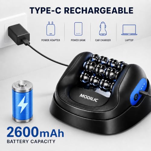 2-in-1 Electric Handheld Massager, Deep Tissue Roller Massager with Hands-Free Massage Base, Rechargeable Muscle Recovery Tool for Feet, Calves, Arms, Neck and Back Relief