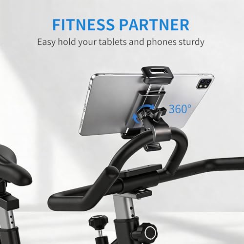 Tablet Holder Mount for Spin Bike,Phone iPad Holder Stand for Treadmill，Stationary Bicycle, Microphone Stand,Stroller, Gym,Tablet Clamp Fit for iPad Pro 12.9, Galaxy Tabs, iPhones,4.7-13”