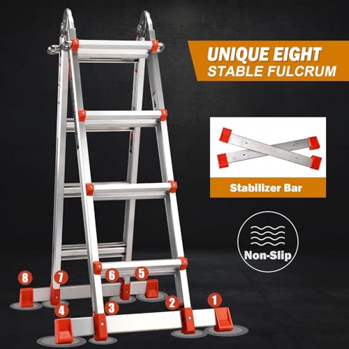 Soctone Ladder, A Frame Extension Ladder, 14 Ft Multi Position Ladder - size: 14 Ft