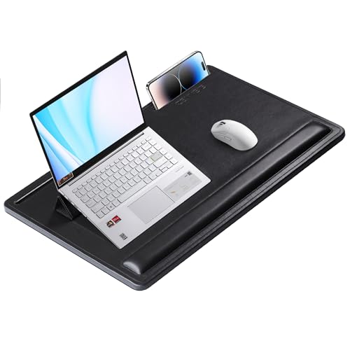 CENNBIE Leather Lap Desk with Memory Foam Cushion 24x16 Inches (Black) - color: Black