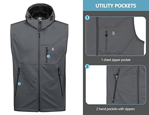Little Donkey Andy Men's Lightweight Golf Vest Outerwear - color: Hooded Gray, size: XX-Large