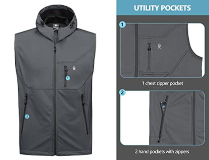 Little Donkey Andy Men's Lightweight Golf Vest Outerwear - color: Hooded Gray, size: XX-Large