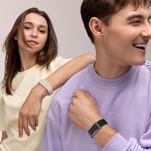 Smart Bracelet Health Wristband Fitness Tracker Heart Rate Monitor Sleep Tracker Step Counter Pedometer Multi Sport Modes Waterproof Wearable Activity Tracker, Free App, Silicone & Nylon Strap
