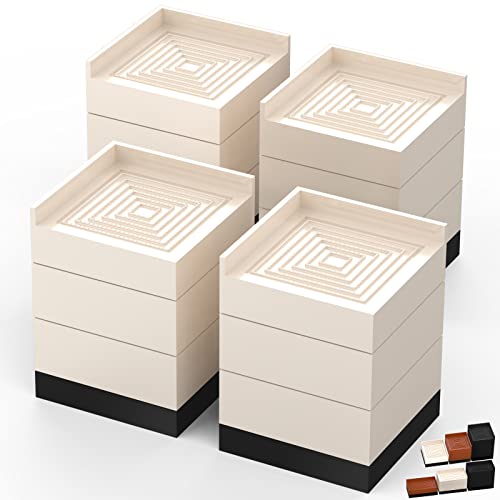 Furniture Risers, Tclouda Bed/Sofa/Desk/Table/Chair Leg/Fridge Lifts to 1.5, 3 and 4 in, Square Adjustable Risers Blocks for Extenders, Heavy Duty Supports Up to 1300 Lbs, 4 in-Apricot-Square - color: 4 Inch-apricot-square
