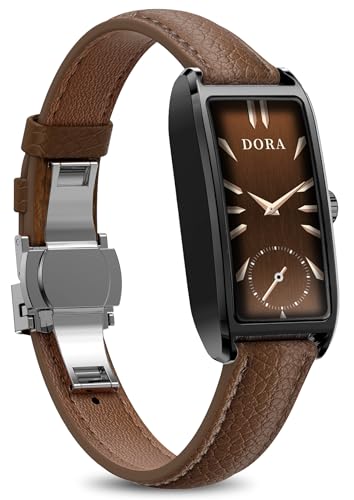 Elegant Smart Watch for Women AMOLED Fitness Tracker with Leather Band - color: Midnight Black Maple
