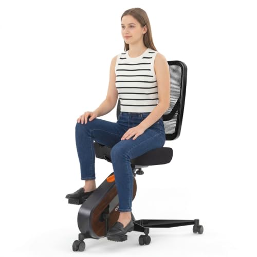 HitGo Ergonomic Office Chair with Exercise Bike, 330LBS Under-Desk Bike with 9-Level Height-Adjustable Seat, 8-Level Resistance, Rolling Wheels, Quiet Fitness for Home Office - color: Black