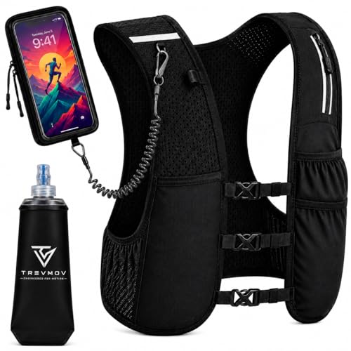 Running Hydration Vest with Phone Holder & 500ml Soft Flask, M/L