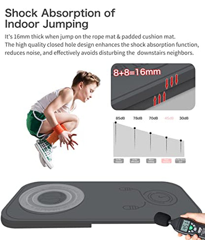 Jump Rope Mat Shockproof Exercise Skipping Mat All-Purpose Extra Thick High Density Anti-Tear Exercise Yoga Mat, Non Slip for Indoor and Outdoor - color: Grey